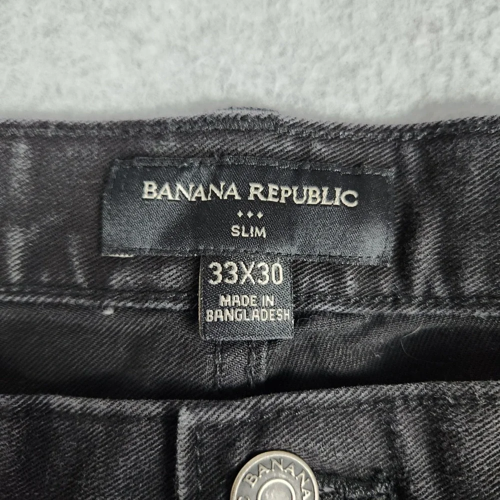 Banana Republic Jeans Men 33x30 Black Denim Slim Fit Stretch Casual Straight Leg